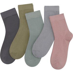 Women 5 Pairs Assorted4 Crew Thin Ankle Height Anti Odor Soft Ankle Socks